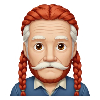 very old, white bearded and white mustached, red long haired, braided, earringed sticker