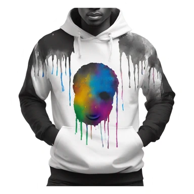 Hoodies tshirts black And white with stains of painting colors  sticker