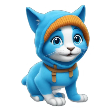 Smurf blue cat qui ski sticker