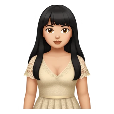 Latina girl with bangs black long hair plus size lace dress sticker