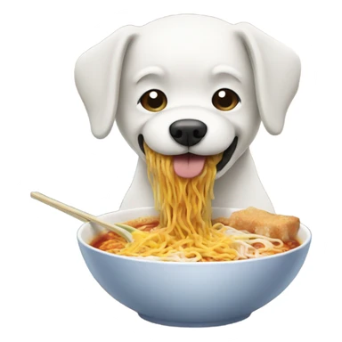 dog eating ramen sticker