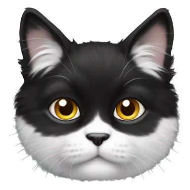fluffy black and white cat sticker