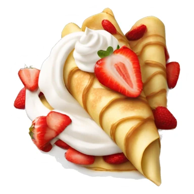 A crepe with strawberries and whip cream on top  sticker