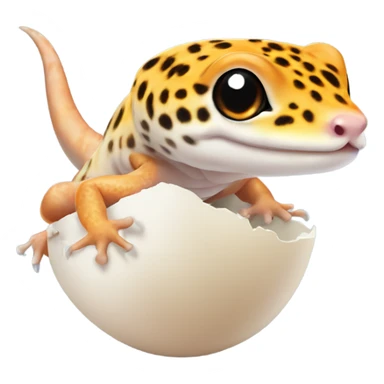 Orange leopard gecko emerges from egg sticker