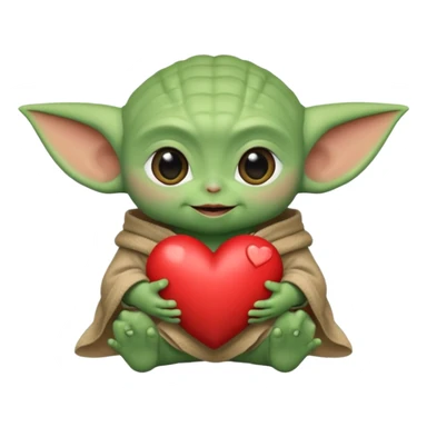 Baby yoda with heart sticker