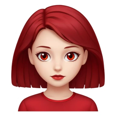 beautiful girl with dark red medium hair, red eyes and red clothes sticker