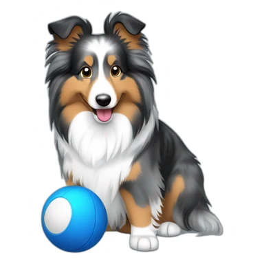 Blue merle sheltie with ball sticker