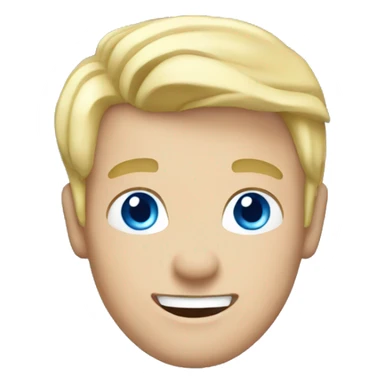 Male with blonde hair and blue eyes waving hand smiling with a Scotland sticker