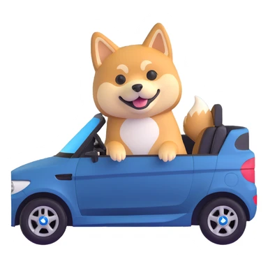 shiba inu sitting inside a BMW car sticker