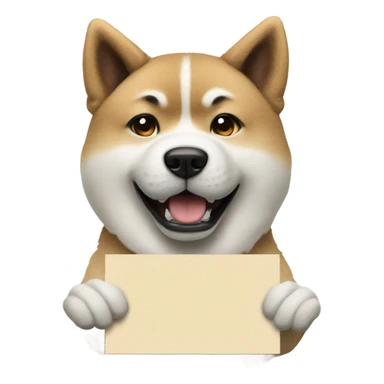 Akita holding a sign that says hi sticker