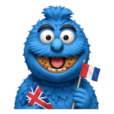 cookie monster bust, with french flag, only one flag,  sticker