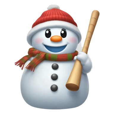 happy snowman with baseball bat sticker