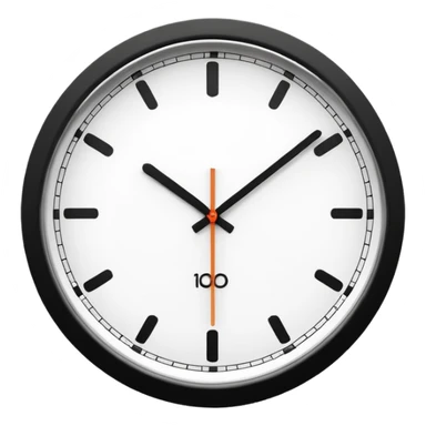 necesito un reloj, ilustrado minimalista, a blancoy negro, con linea delgada , como un icono, que marque las 10 am, sin logo de marca, un reloj de pared sticker