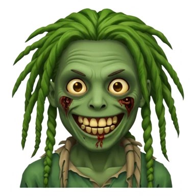 Make a image of a zombie with dreads make it like a emoticon sticker
