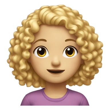 little girl, curly blonde hair, sticker