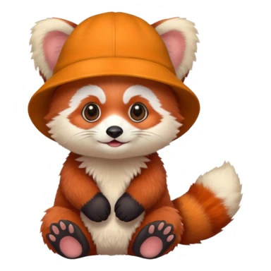 baby Red panda wearing hat sticker