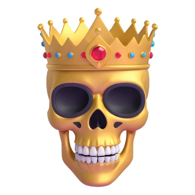 3D skull wearing a ski mask and a golden crown sticker