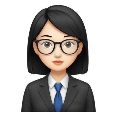 female asian quant trader, black hair, with glasses sticker