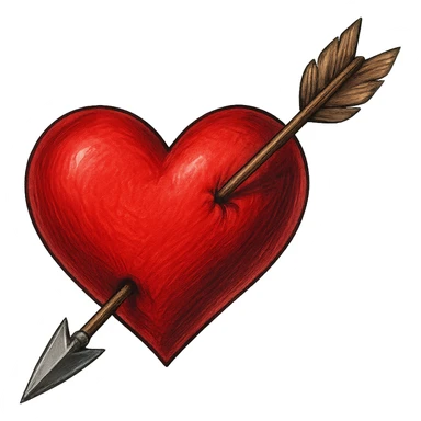 cupid's arrow through a heart, no background sticker