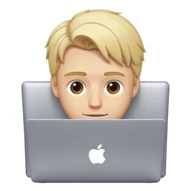 Blond guy behind laptop sticker