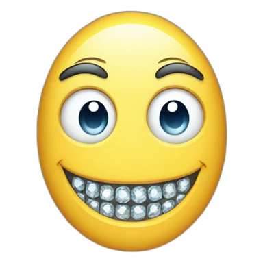 smiling emoji with a diamond grille sticker