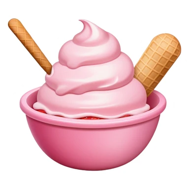 super realistic small pink bowl of ice cream sticker