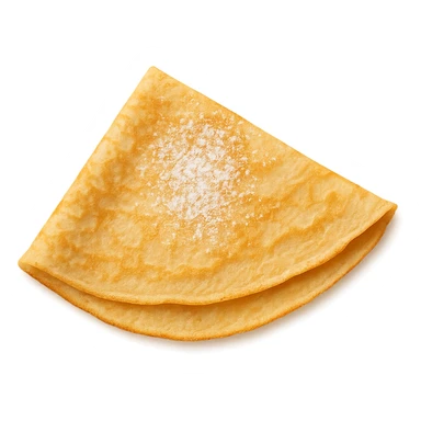 a classic French crepe, thin and golden, folded with a hint of powdered sugar on top sticker