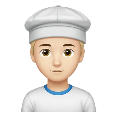 a boy with a tatar cap and a t-shirt that says “Alex” sticker