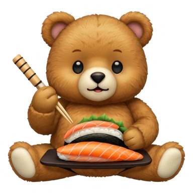 Teddy bear eating sushi  sticker