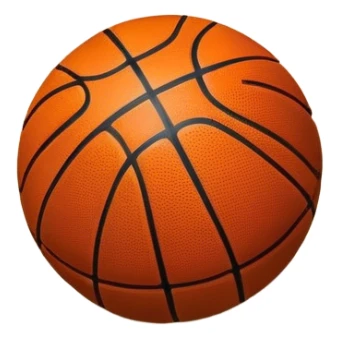 Cinematic Realistic image of a basketball resting on a polished court surface, with finely detailed textures and subtle reflective highlights, evoking a sense of calm before the game’s intensity sticker