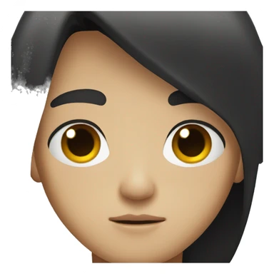 Long black hair teenager boy serious face sticker