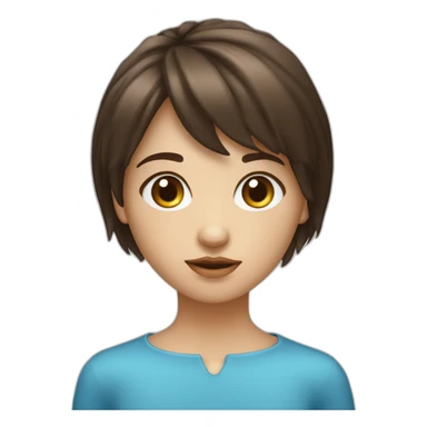 Fille aux yeux bleu brune avec une frange cheuveux long sticker