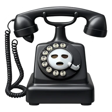 rotary phone with a hospital mask on sticker