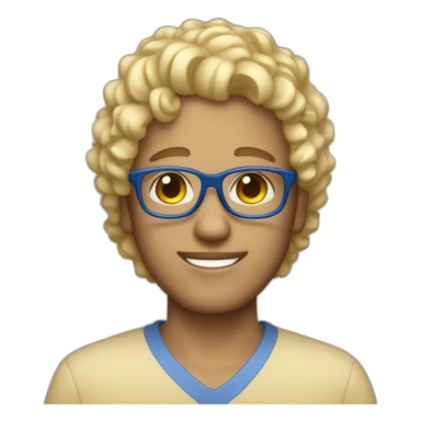guy with bleu glasses blond short curly hair sticker