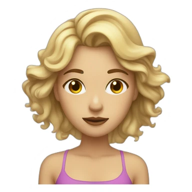 Waking up tired, bleary eyed, female with beach, waves, mid length, dirty blonde hair sticker