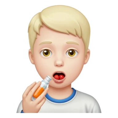 kid swallowing many pills sticker