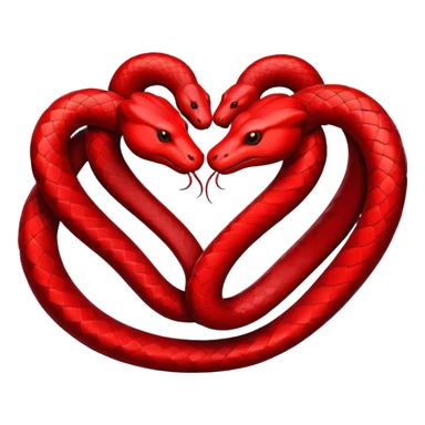 Two red snakes making a heart sticker