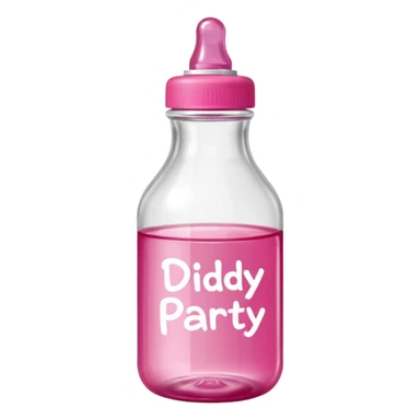 realistic baby oil style bottle pink cap pink logo clear bottle with berry logo with diddy party written and a berry on top bottle sticker