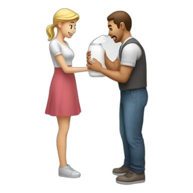 A man spilling Milk on a woman sticker