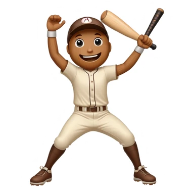 Animated baseball bat with a face, arms and legs doing a happy dance sticker