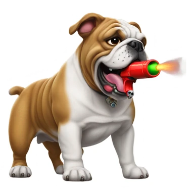 Bulldog with a squirtgun sticker