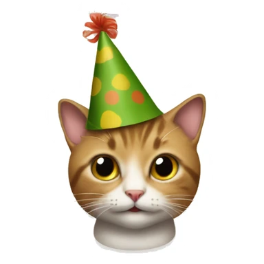 cat wearing a birthday hat playing scrabble sticker