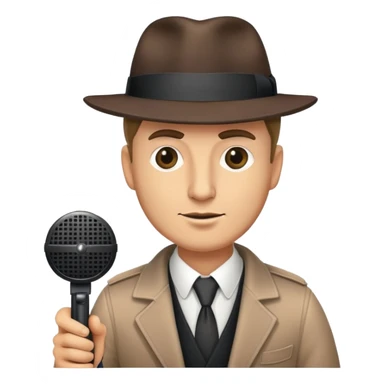 White guy. He must be in hat. Mafia but he holding a microphone and camera in hands. sticker