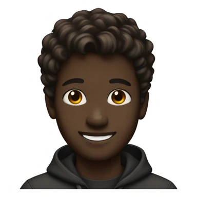 smiling boy with brown hair with black skin sticker