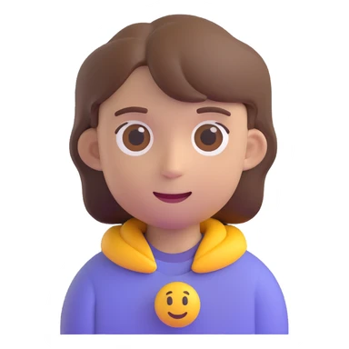 boy with brown hair and a middle part, emoji style sticker