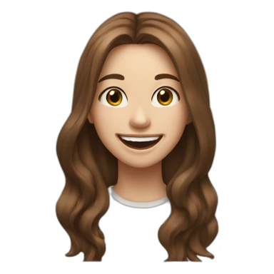A 22 year old girl with long brown hair and white skin and brown eyes laughing sticker
