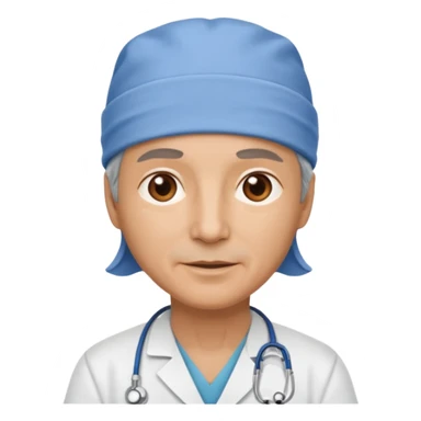 older doctor with scrub cap on sticker