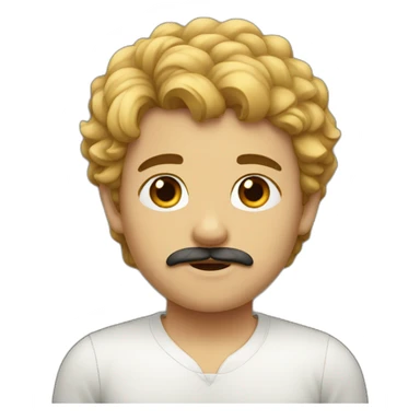 A boy with dark eyes,hair and mustache sticker