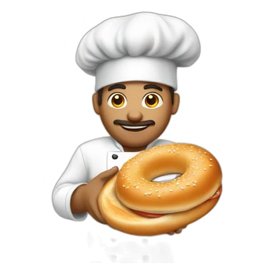 Chef holding a bagel sticker