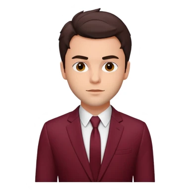 Jack Falahee with dark brown hair, maroon suit sticker